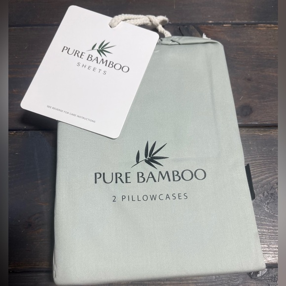 PURE BAMBOO QUEEN PILLOWCASE 2PC SET SEA GLASS - Picture 3 of 4